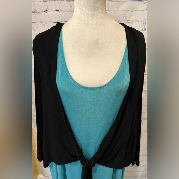 CM Shapes Stretchy Top Blouse Blue/black Size 5X - Picture 2 of 6